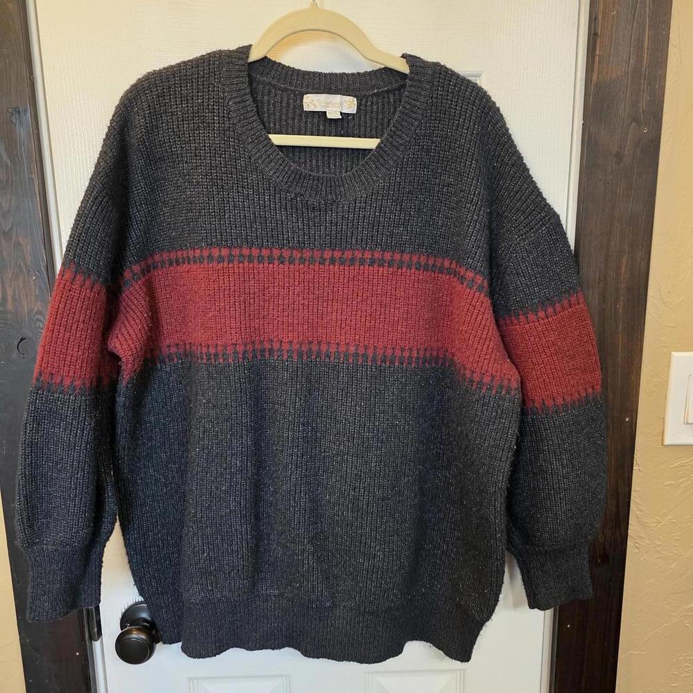 Weekend Suzanne Betro Women's Black and Red Striped Sweater Size 1X/2X - Picture 1 of 6